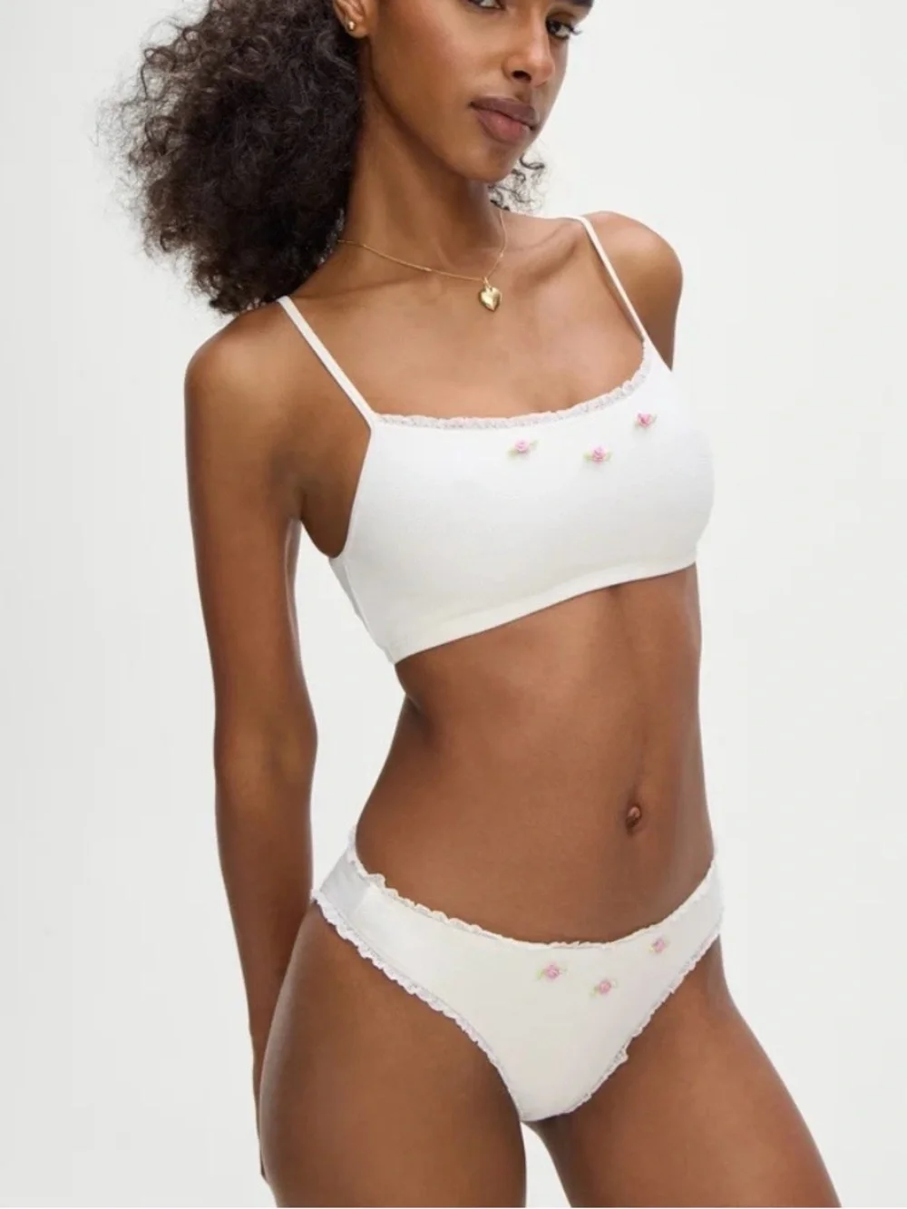 Frankie’s white waffle knit bikini set